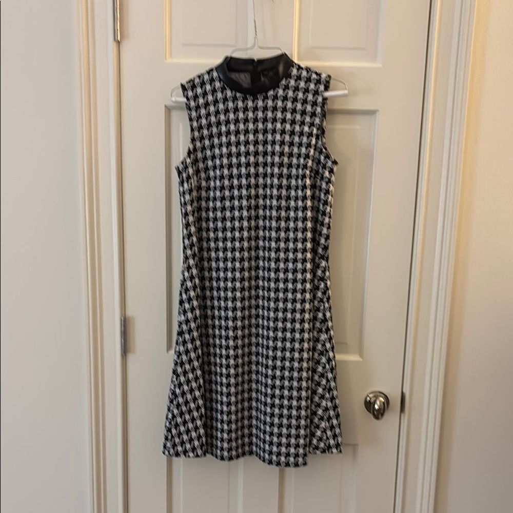 Elegant Black and White Houndstooth Dress
